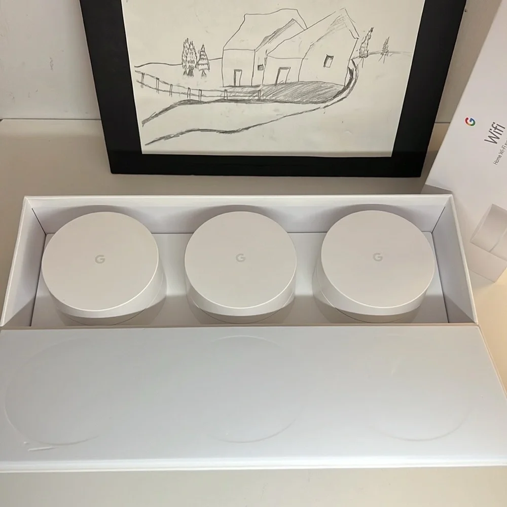 Google Nest Model AC-1304 Whole Home Wi-Fi Router set of 3 in White